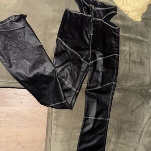 Black High-Waisted Women's cutout Pants